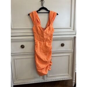 Hello Molly Orange‎ Corset Dress Side Ruching NWT XS Zip Close Cocktail Semi